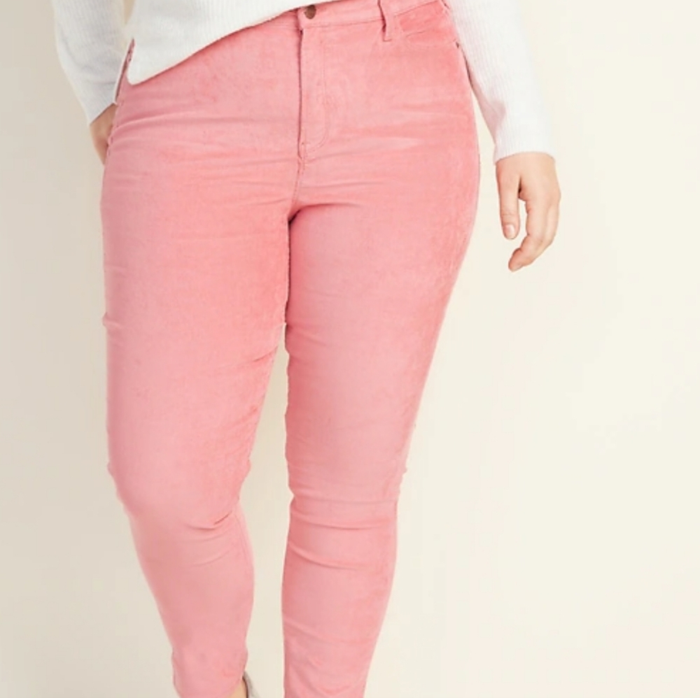 Old Navy Coral Cotton Blend High Rise Rockstar Super Skinny Corduroy Plus Size